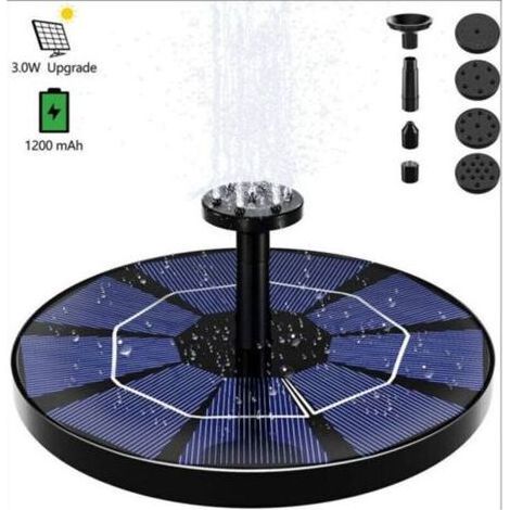 Autre batterie au lithium intégrée 3W 6 arroseurs fontaine de bain d'oiseau de jardin solaire (1/5)