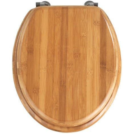 Abattant WC en bambou – Lunette facile à nettoyer – Fixation inox robuste – Dimensions 34x41 cm – Installation rapide sur WC standard (1/5)