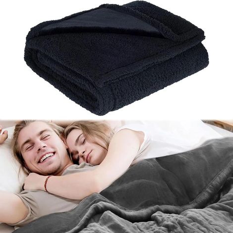 Couverture de protection imperméable en flanelle multi-usages pour lit double (noire, dimensions 145 × 165 cm) (1/5)