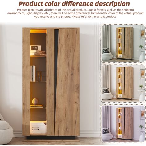 (N625P313961962Z) 8035160 cm. Meubles de vitrine, vitrines avec des parois en verre, hauteur de 160 cm. Meuble de salon avec 8 surfaces de rangement. Vitrine étroite. Portes du meuble en acryl. Couleu (1/5)