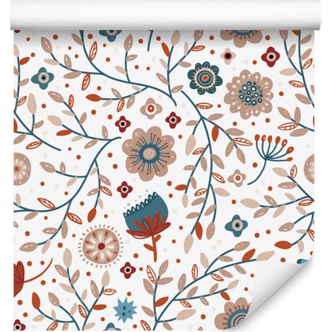 Tapete „Waldtiere und Natur“ Weiß, Hellgrau und Creme 50x1000 cm (1/5)