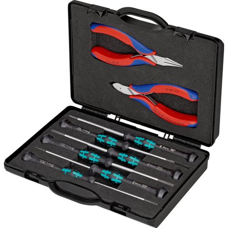 KNIPEX 00 20 18 Astuccio con pinze per elettronica con utensili per impiego su componenti elettronici 8 pezzi 215 mm