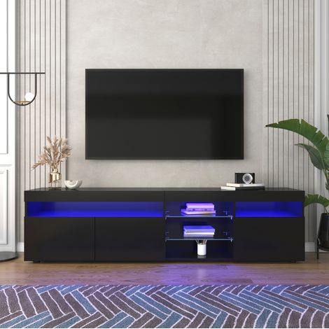 TV Möbel Sideboard Aufbewahrung 180 cm LED Schwarz HAVRYA (1/5)
