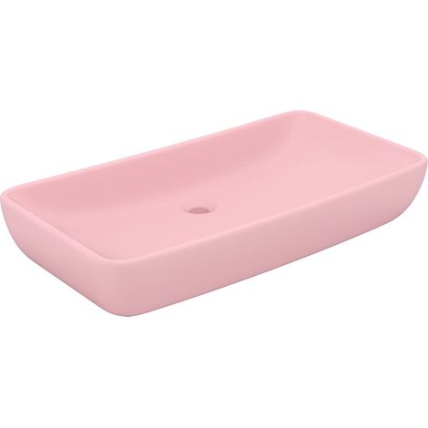 Lavabo de lujo rectangular de cerámica rosa mate 71x38 cm vidaXL (1/5)