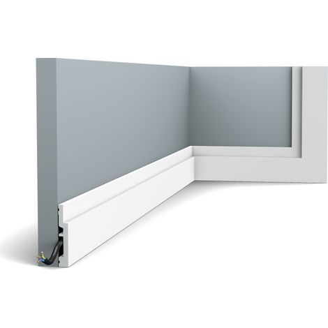 Battiscopa Orac Decor SX187 MODERN HIGH LINE zoccolino cornice parete profilo multifunzione design moderno bianco 2 m (1/7)