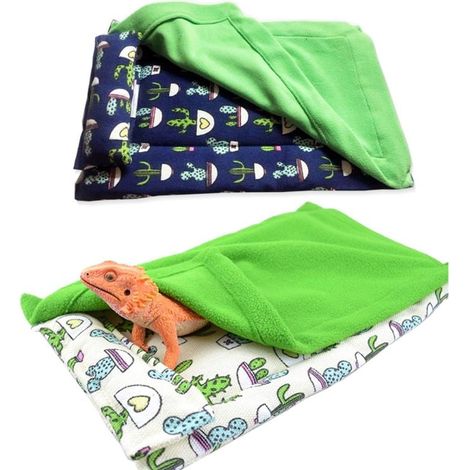 Cachette Reptile avec Sac de Couchage Chaud en Tissu, Abri pour Petit Animal, Cachette pour Dragon Barbu, Gecko Léopard et Lézard, Lot de 2 (1/5)