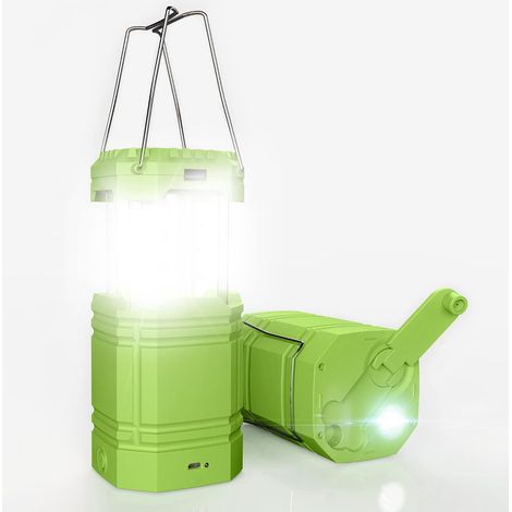 Lanterne de Camping à LED Solaire à Manivelle Rechargeable, Lampe de Poche avec 3 Voies Alimentées, Lumière de Camping d'Urgence de Banque de Puissance 3000mAh, Étanche pour Kit de Survie en Plein Air (1/5)