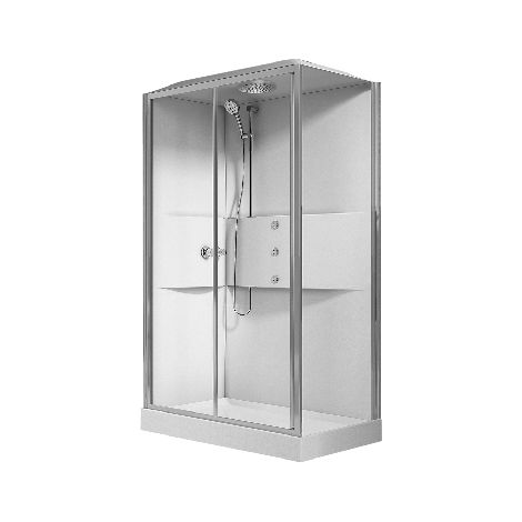 Cabina de ducha multifunción 1 puerta corredera 1 fija 80x120 cm (1/5)