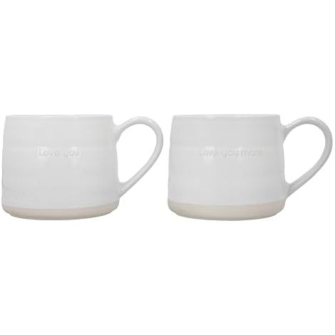 Mikasa Landhausbecher de Gres mit Botschaft de Liebe, Set de 2 Becher für Tee, Kaffee und heiße Schokolade, 380ml, in Geschenkbox de, spülmaschinen- und mikrowellenfest (1/5)