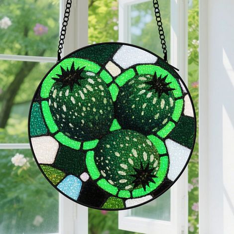 Suspension en vitrail - Attrape-soleil élégant minimaliste, décoration fenêtre porte, cadeau Noël, Fête des Pères pour homme, femme, maman 12,5 cm (1/5)