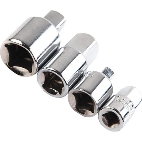 Réducteur à Cliquet en Acier Argenté, Lot de 4 Set de Set de Pièces Adaptateur de Douille à Impact, Convertisseur D’entraînement, Sockets Sécurisés, Revêtement Extérieur (1/5)