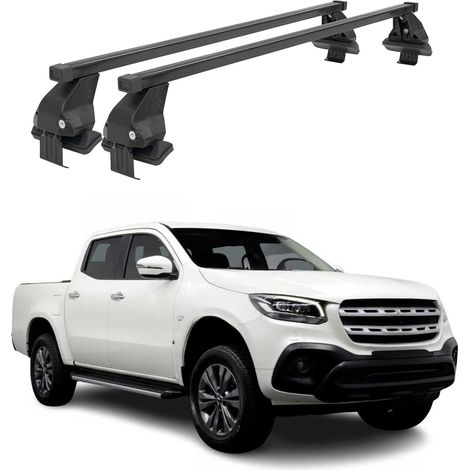 OMAC Dachträger Querträger Stahl für Mercedes X Klasse 2017-2020 – Abschließbar – City-Crash-getestet – DIN 75302:2019 – ISO/PAS 11154:2006 – Max. 50 kg Schwarz (1/5)