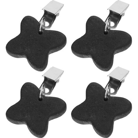 – 4 poids nappe noir + clip métal – stable/décoratif – jardin/pique-nique/table fête – finition sobre (1/5)