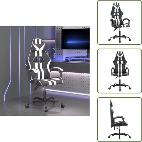 The Living Store Sedia da Gaming Nero e Bianco in Similpelle - Sedia da gioco