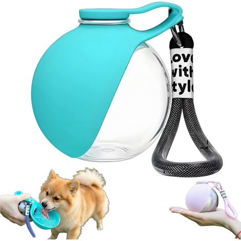 Ortviai Gourde Chien pour En Déplacement 285ml - Bouteille d'Eau Légère pour Chien et Chat avec Écuelle en Silicone Pliable - Hundetrinkflasche für Unterwegs - Rose Plastique (1/5)
