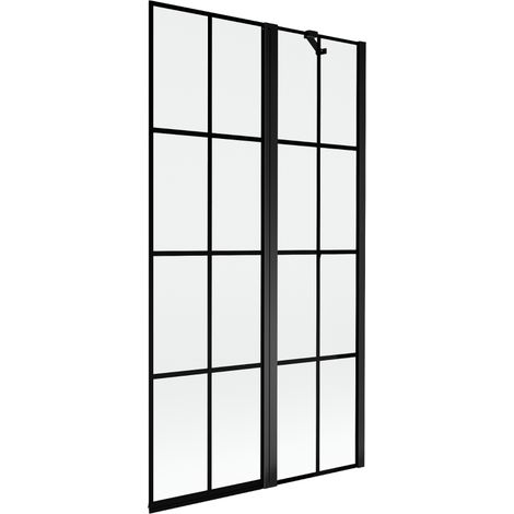 Mexen Mist paroi de bain à 2 volets droite 100 x 150 cm, grille noire, noir - 8A9-100-011-70-77-P (1/5)