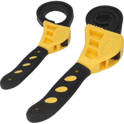 2-teiliger verstellbarer Gurtschlüssel, 15-20 cm Gummigurt, Mehrzweckschlüssel, Autowartung, Gelb (1/5)