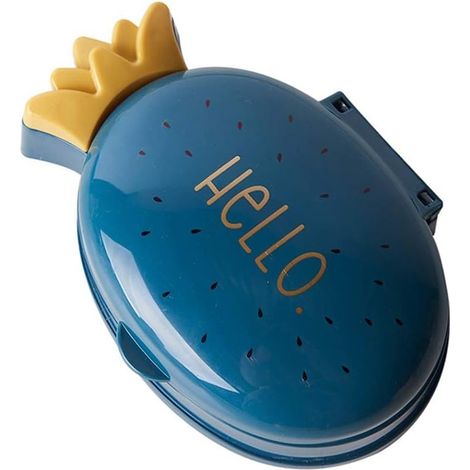 Boîte à Savon d'ananas de Dessin animé Portable étui à Savon étanche pour Porte-Savon avec Couvercle pour Voyage de Salle de Bain de Douche(Blue)-Fei Yu (1/5)