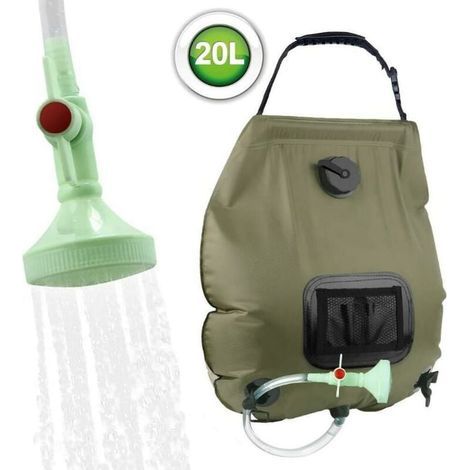 Douche de camping douche solaire, douche solaire 20L sac de chauffage solaire de camping Portable douche de camping sac de douche à eau chaude extérieure sac d'eau de randonnée-- (1/4)