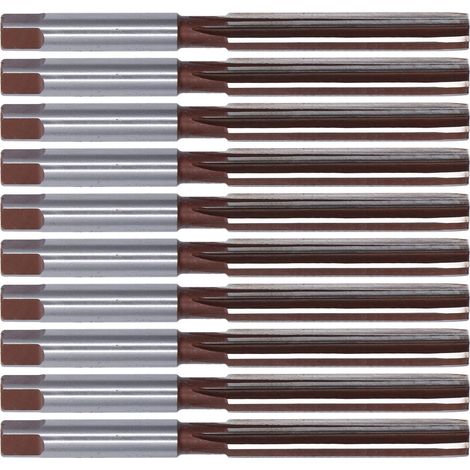 10 Handreibahlen, 6 gerade Nuten, amerikanisches System, 9SiCr, Werkzeug, 3/8 Zoll, braun/rot (1/5)