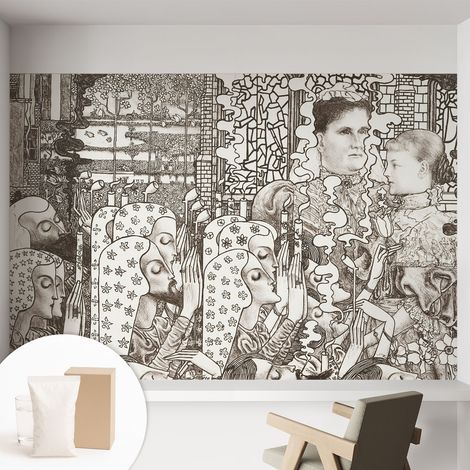 Papier peint intissé avec imprimé pour intérieur moderne application facile a motif - Colle incluse gratuite Portraits floraux 152x104 cm (1/5)