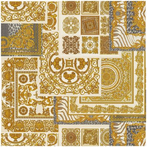 Baroque wallcovering wall Profhome 370484 non-woven wallpaper slightly textured baroque style shiny gold silver grey cream 7.035 m2 (75 ft2) (1/5)