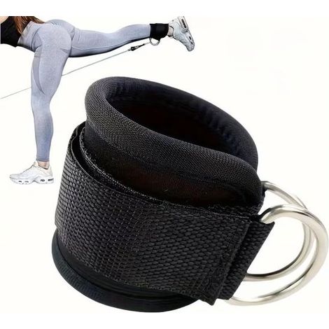 Due cinturini regolabili per le caviglie con anelli a D: comode fasce elastiche in poliestere impilabili, ideali per palestre, fitness e allenamenti. (1/4)
