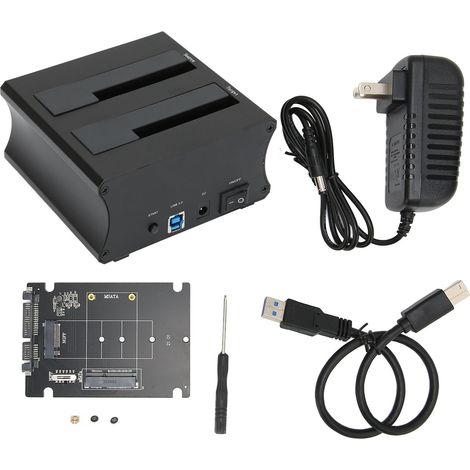 Station de Dockage USB 3.0 Double Baie pour Disque Dur Externe, Fonction Clone Hors Ligne, Cloneur de Disques, Alimentation 100-240V avec Prise US (1/5)