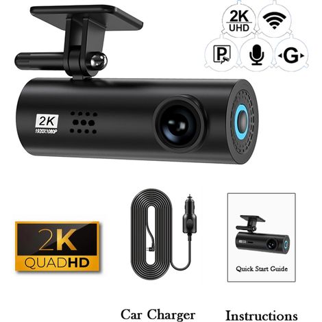(Sans carte SD) Caméra embarquée, boîtier noir pour véhicule, mini caméra frontale 4K WiFi (1/5)