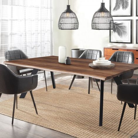 Le Quai Des Affaires – Table à manger HELGA 180x90cm – 8 personnes – Plateau MDF décor chêne – Pieds métal noir – Hauteur 75,5cm (1/5)