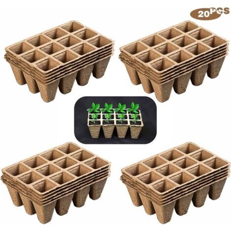 Pots en Tourbe pour Semis, 240 Godet Semis Biodegradable, 20 Morceaux de 12 Grilles pour Planter des Plantes, des Fruits et des Légumes dans Le Jardin (1/4)