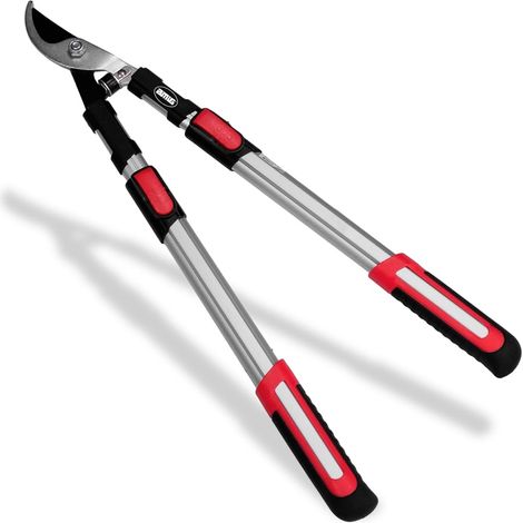 Cisaille d'Élagage Extensible à Deux Mains Manche Télescopique en Aluminium Lame en Acier Revêtue de Téflon De 62 à 97 mètres Coupe Bypass Capacité de Coupe de 38 mm (1/5)