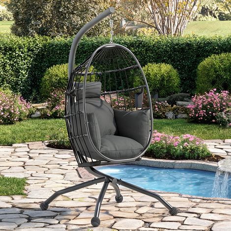 Fauteuil suspendu schwarz en stahl Polyester 120 x 88 x 192 cm (1/5)