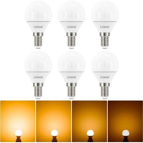 LED Ampoule Dimmable E14, 5W Équivalent 40W, Blanc Chaud 2700K, 470lm, Ampoule Ronde P45 Petit Culot à Vis, Lot de 6 (1/5)
