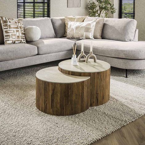 Tables basses en bois de manguier massif Novo (lot de 2) (1/4)
