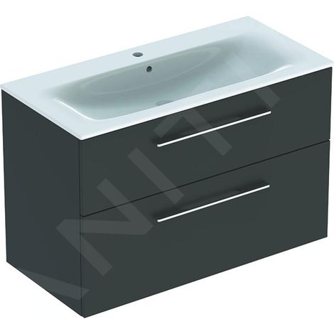 Geberit Selnova Square - Meuble-vasque 635x988x480 mm, avec vasque, 2 tiroirs, gris velouté mat 501.245.00.1 (1/3)