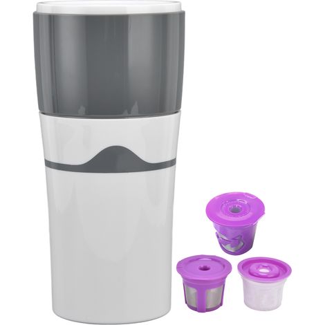 Machine à café portable 450ml pour capsules K-Cup, filtre voyage gris blanc (1/5)
