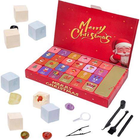 Calendrier De L Avent Calendrier De Noël Pour Les 24 Boîtes De Cristaux Naturels Sur Le Thème Du Déterrage De Pierres Cadeaux De Fête Pour Les Filles Les Garçons Et Les (1/4)