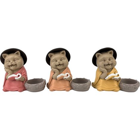 Dekorativer Buddha-Katzen-Kerzenhalter – Zen-Figur für Meditation und Entspannung – Ideal für Zuhause und Büro (1/4)