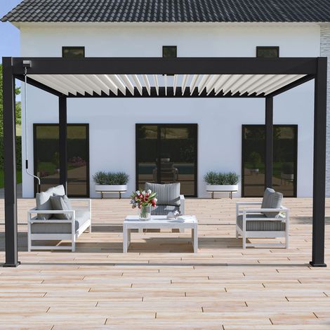 Pérgola bioclimática autoportante Ombrea VS 3x4M - Negro/Blanco