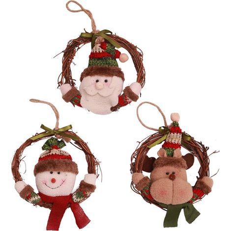 Guirlande De Noël En Rotin - Cercle Décoratif Pour Arbre De Noël Fenêtre Voiture - 3 Pièces (1/5)