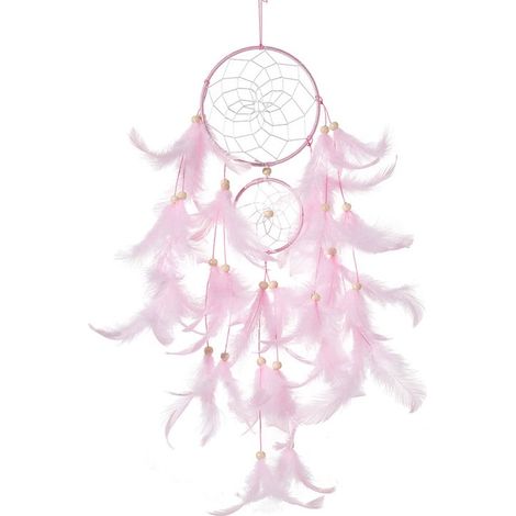 Acchiappasogni a forma di carillon a vento con doppio anello e piume,decorazione da parete,ornamento creativo,adatto come regalo per Natale