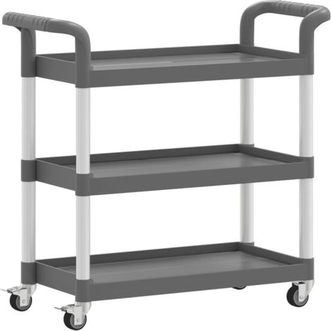 Carrello a 3 Ripiani Grigio 77x34x72 cm in Alluminio vidaXL