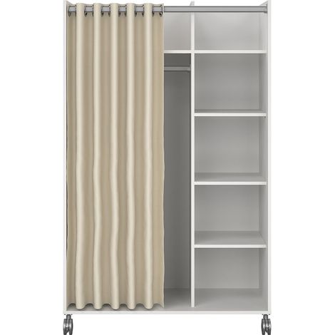 Kit Kleiderschrank 160x100x49cm, offen, Kleiderstangeneinsatz weiß, beige. (1/5)