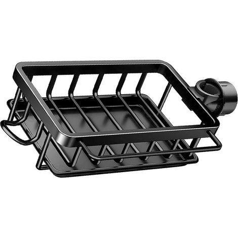 Organisateur de robinet de cuisine multifonctionnel antirouille pour éponge savon vaisselle brosse bac de évier avec bac de goutte noir (1/5)