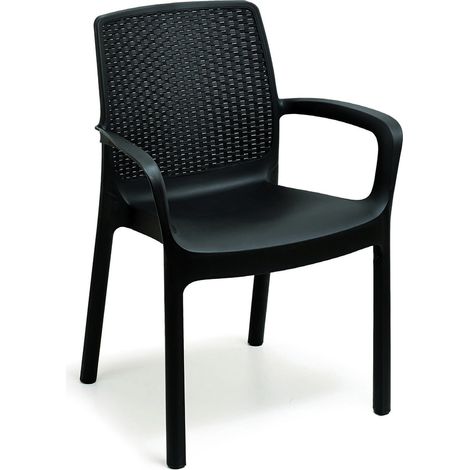 Sedia da esterno Torino, Seduta da giardino, Sedia per tavolo da pranzo, Poltrona outdoor effetto rattan, 100 % Made in Italy, 54x60h82 cm, Antracite (1/5)