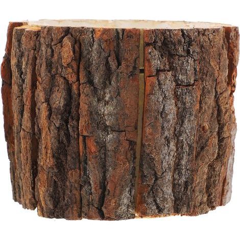 Pot de fleurs en bois naturel, style rustique, motif écorce, décoration pour la maison ou les fêtes-12.00X10.00X10.00CM (1/3)