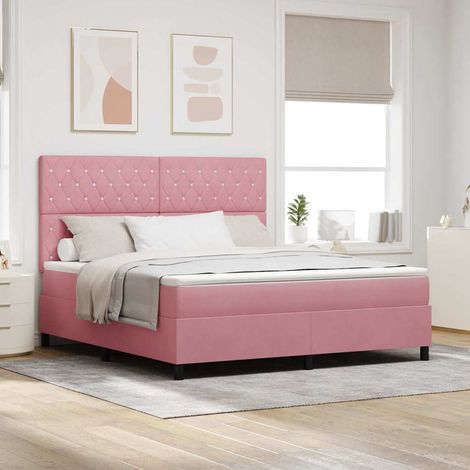 LED Boxspringbett mit Matratze Rosa 180 x 200 cm Samt (1/5)