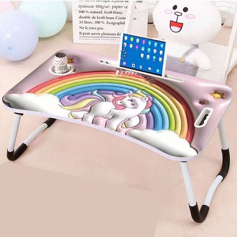 TrAdE Shop Traesio - Tavolino Pieghevole Unicorno Supporto Computer Portatile Laptop Salvaspazio Casa -