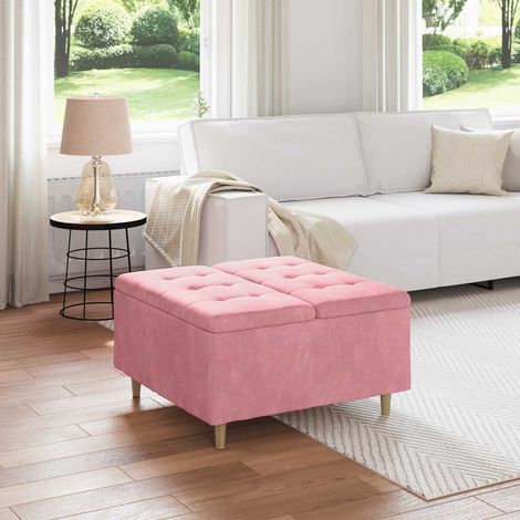 Aufbewahrungsottomane mit Kissen Rosa 80 x 80 x 45 cm Samt
